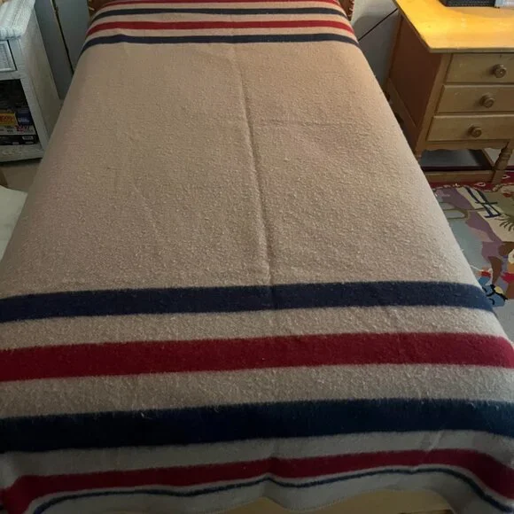 Vintage Early's of Witney 1960 Large Wool Blanket Brown, made in England